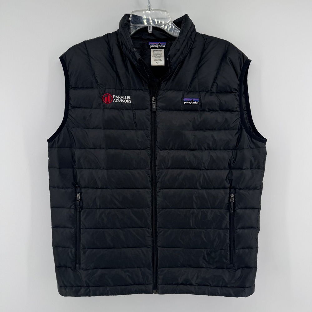 Patagonia Down Vest Mens Medium Black Puffer Logo Flaw Gorpcore